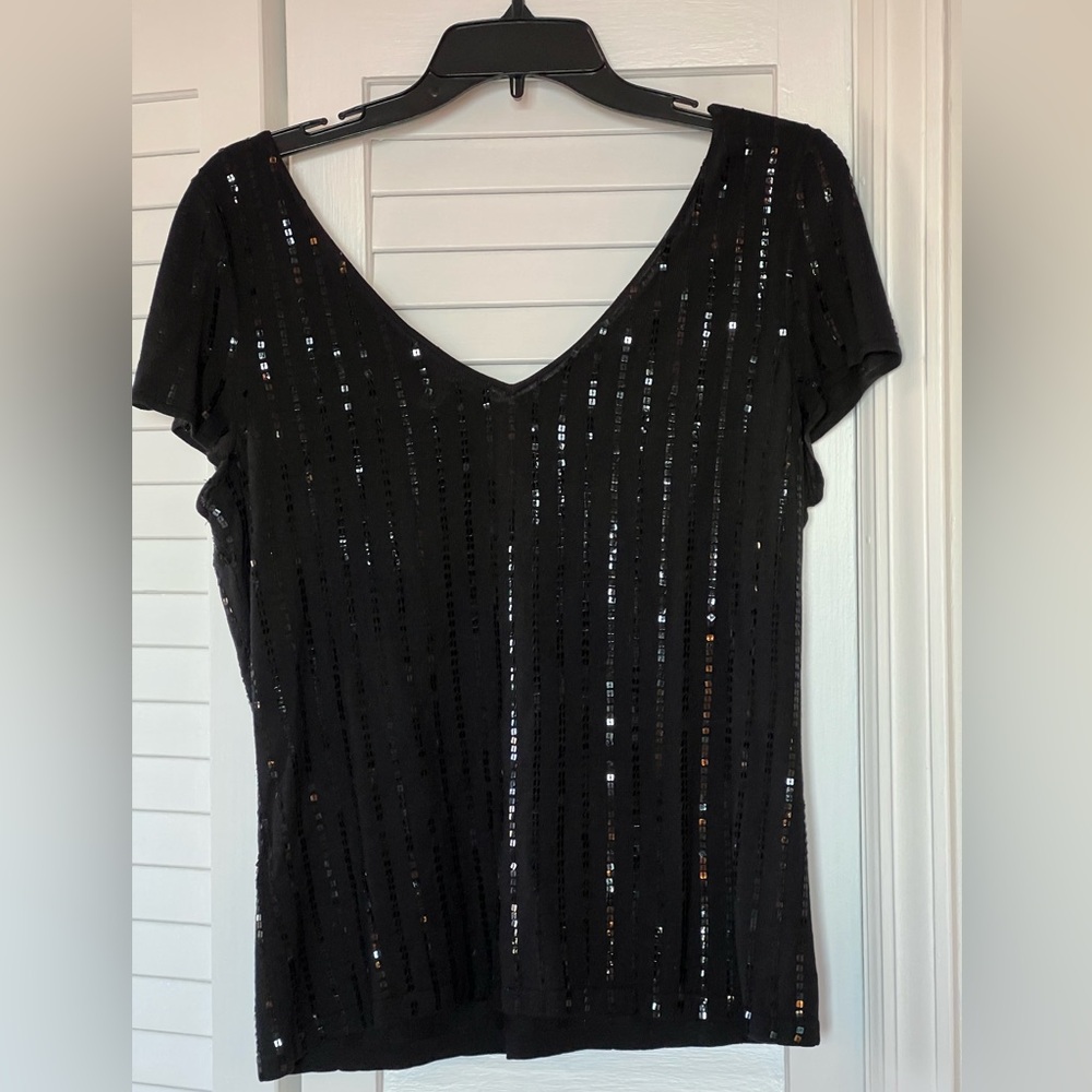 Sigrid Olsen sequined black top size medium